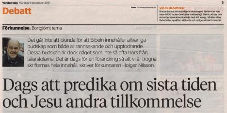 Debattinlägg i Världen Idag